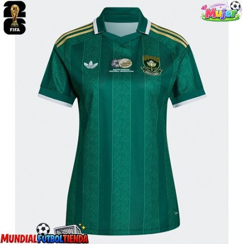 Camiseta Sudáfrica Segunda Equipación Replica Mundial 2026 para mujer mangas cortas